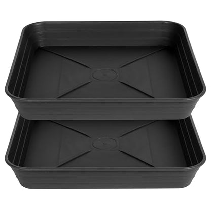 Square Plant Saucer Tray 8 inch 2 Pack, Heavy Duty Plastic Square Plant Saucers for Indoors Outdoor, Flower Planter Drip Trays for Pots, Seed Starting Tray