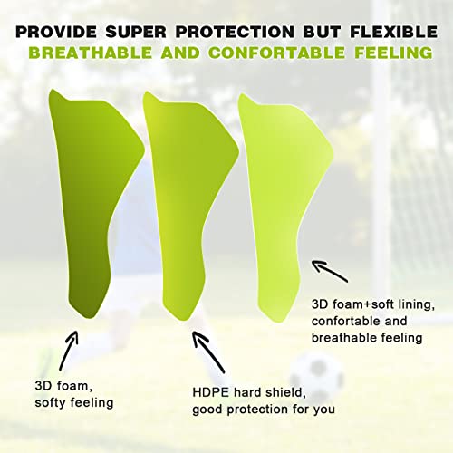 Soccer Football Shin Guards with Ankle Protection, Super Protective Flexible Low-Profile Adult,Youth, Junior - size: Medium