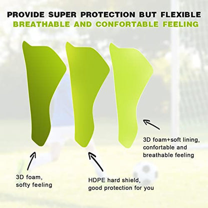 Soccer Football Shin Guards with Ankle Protection, Super Protective Flexible Low-Profile Adult,Youth, Junior - size: Small