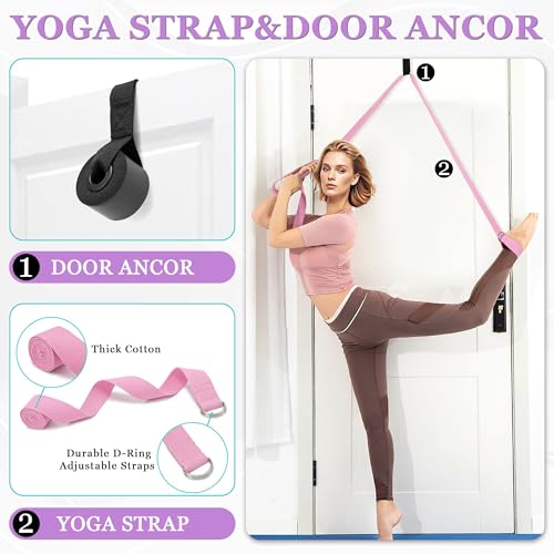 All in One Yoga Wheel Set, Soft Foam Roller Wheel for Back Pain & Stretching, Yoga Blocks 2 Pack with Strap, Trigger Point Therapy Massage Ball for Deep Tissue, Yoga Starter Kit for Beginner - color: C1, Pink