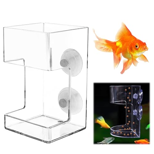 No Mess Aquarium Feeder, Acrylic Clear Fish Tank Feeder with Suction Cup, Preventing Food Scattering Feeding Tray Hollow Floating Sinking Shrimp Food Holders (Square,1) - color: Square