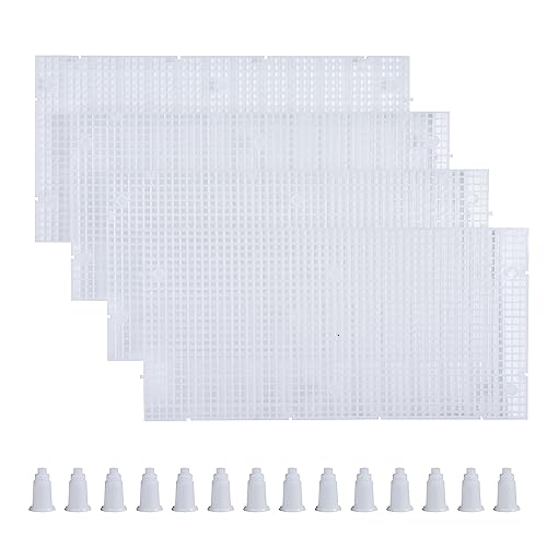 Plastic Grid Divider Tray Egg Crate Louvre Aquarium Fish Tank Bottom Isolation with Bracket (4pcs)