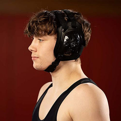 Matman Triforce Adult Wrestling Headgear – Men & Women’s Lightweight & Ergonomic Ear Guards for Wrestling, BJJ & MMA (Black)