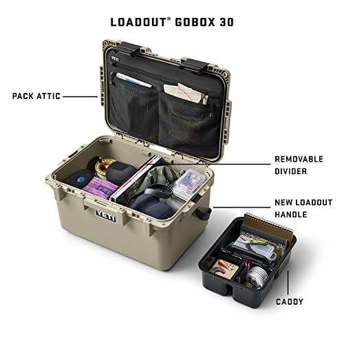 YETI LoadOut 30 GoBox Divided Waterproof Cargo Case, Dry Box, Camera Case, Fishing Tackle Box, King Crab