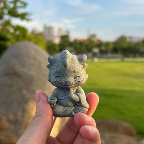 Aquarium Dragon Statue Meditation Dragon Figurines Zen Yoga Collectible Sculpture for Fish Tank Flower Pot Aquarium Decor (A)