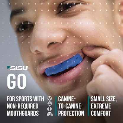 SISU Go Mouthguard, Snow White - Low-Profile Front Tooth Protection for Soccer, Basketball, Water Polo, Skateboarding, BMX, Action Sports - Remoldable Up to 20 Times - Thin, Breathable - Non Toxic - color: Snow White