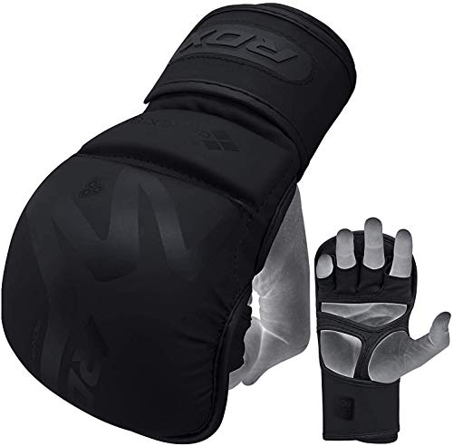 RDX MMA Hybrid Sparring Gloves, Maya Hide Leather, Open Ventilated Palm, Padded Mitts Martial Arts Kickboxing Muay Thai Training Cage Fighting, Men Adult, Punching Bag and Pads Workout - size: Large