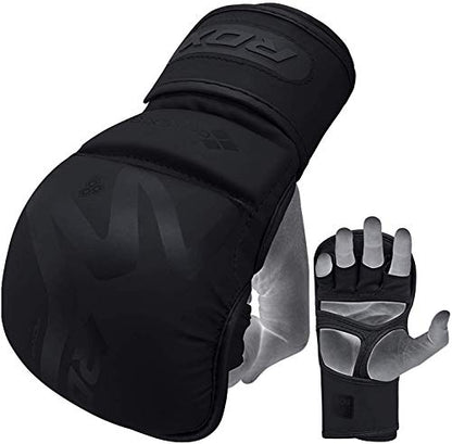 RDX MMA Hybrid Sparring Gloves, Maya Hide Leather, Open Ventilated Palm, Padded Mitts Martial Arts Kickboxing Muay Thai Training Cage Fighting, Men Adult, Punching Bag and Pads Workout - size: Medium