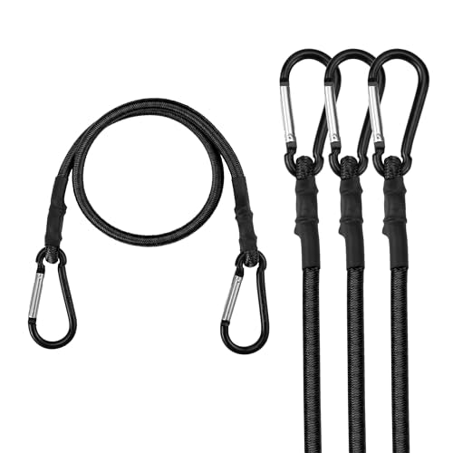 WORKPRO 24" Bungee Cords with Hooks, 4 Pack Heavy Duty Outdoor Bungee Strap | Bungie Cord, No Odour Bungee Rope for Securing Tarps, Tent, Luggage Rack, Cargo, Bike,Transporting, Garage Storage, Black - color: Black, size: 24" x 4PCS