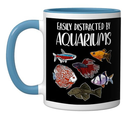 Aquarist Fish Tank & Fish Keeping Gift - Aquarium Lover Ceramic Mug, Blue/White - color: Blue/White