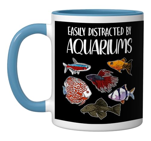 Aquarist Fish Tank & Fish Keeping Gift - Aquarium Lover Ceramic Mug, Blue/White - color: Blue/White