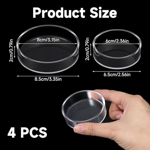 4 Pcs Shrimp Feeding Dish, Glass Fish Tank Feeder 65mm and 85mm Round Clear Aquarium Feeding Dish Freshwater Tray Feeder