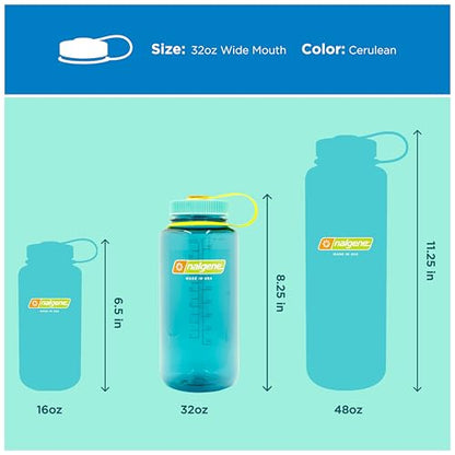 Nalgene 32 oz Wide Mouth Water Bottle, Cerulean - color: Cerulean, size: 32 Ounces