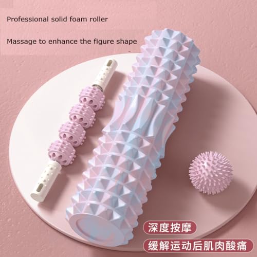 Solid Foam Roller Yoga Stick Roller Dual-Zone Leg Muscle Relaxation Deep Massage Relaxation Pain Relief (Pink (Solid)) - color: Pink (Solid)