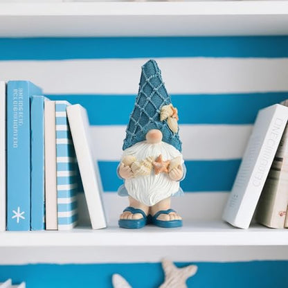 Beach Gnomes Statues,Ocean Gnomes,Nautical Themes Decoration,Beach, Gnome Holding Seashells - color: Holding a Shell