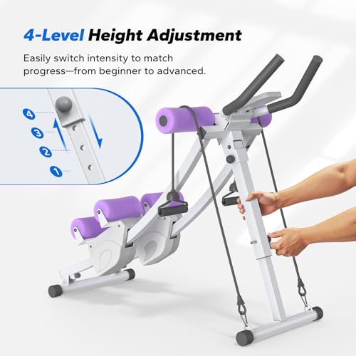 MERACH Ab Machine, Adjustable Ab Trainer Machine - color: white&purplr, size: large