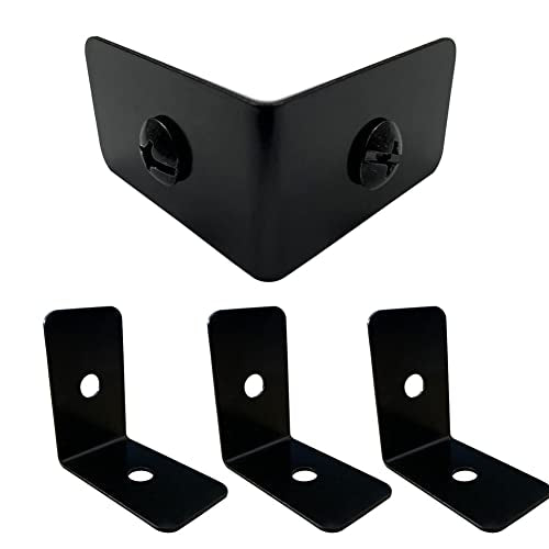 4 Pcs Black Metal Corner Protector, Decorative Right Angle Corner Brackets for Furniture, Table, Wood Boxes, Barn Door, Wood Frame, Trunk, Desk, Box - Guards Edge Cover