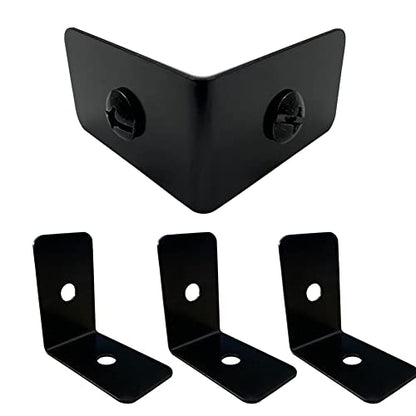 4 Pcs Black Metal Corner Protector, Decorative Right Angle Corner Brackets for Furniture, Table, Wood Boxes, Barn Door, Wood Frame, Trunk, Desk, Box - Guards Edge Cover