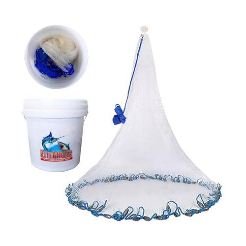 Premium Saltwater Cast Net - Heavy Duty Fishing Net with Sinkers - Durable & Long-Lasting - size: 10' x 1/4"