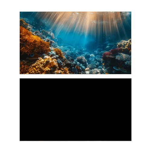 2 Pack Aquarium Background, 30×18 inch Vinyl Cloth Fish Background,Ocean & Black, for Fish Aquarium Decor Background - color: 2 pack, size: 30X18in