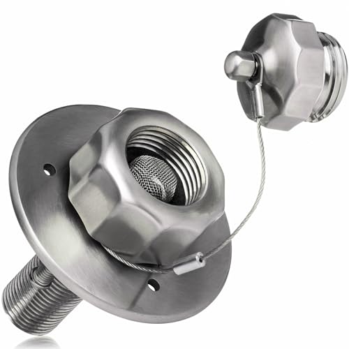 All Metal RV City Water Inlet with Check Valve RV Water Inlet Replacement RV Water Fill Inlet Connection for RV Camper Motorhome Trailer Marine, Brushed Stainless Steel