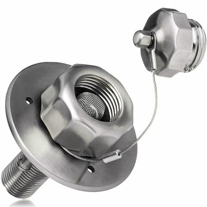 All Metal RV City Water Inlet with Check Valve RV Water Inlet Replacement RV Water Fill Inlet Connection for RV Camper Motorhome Trailer Marine, Brushed Stainless Steel