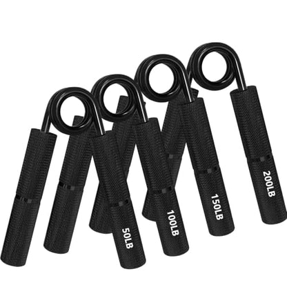 Silver 50LB-400LB Metal Hand Grip Strength Trainer Set - color: Black, size: 4Pack(50LB-200LB)