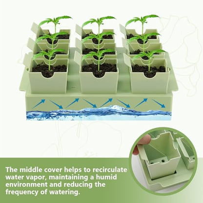 Seed Starter Tray, Dual-Purpose Handles for Transplanting & Labeling, 9 Deep 2.3 in Cells, Extra-Thick Reusable Germination Kit, for Indoor, Outdoor & Greenhouse Use