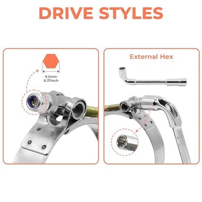 4 Pack 1.75" T-Bolt Hose Clamps, 304 Stainless Steel Turbo Intake Clamp, Working Range 1.97"-2.24"(50mm-57mm) for 1.75" I.D. Hose - size: 1.75" hose clamp 50mm-57mm (1.96"-2.24")