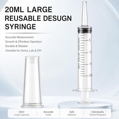 10 Pack 20ml Syringe for Liquid - Large Plastic Syringes Without Needle for Food Thick Liquids and Irrigation Water, Lip Gloss Filling,Measuring ( 10 Pack 20 ml / cc )