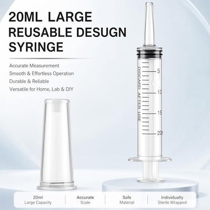 10 Pack 20ml Syringe for Liquid - Large Plastic Syringes Without Needle for Food Thick Liquids and Irrigation Water, Lip Gloss Filling,Measuring ( 10 Pack 20 ml / cc )