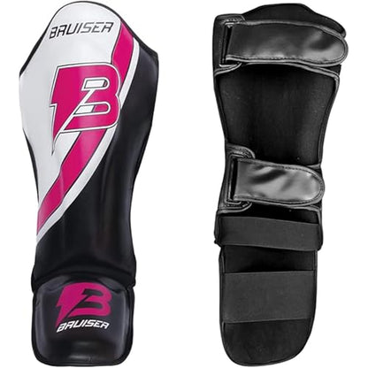 Shin Guards with Instep for MMA, Muay Thai, and Kickboxing, PU Leather, Leg and Instep Protection - size: Large