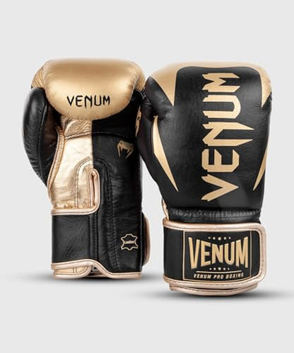Venum Hammer Pro Boxing Gloves - color: Black/Gold, size: 14oz, style: Hook and Loop