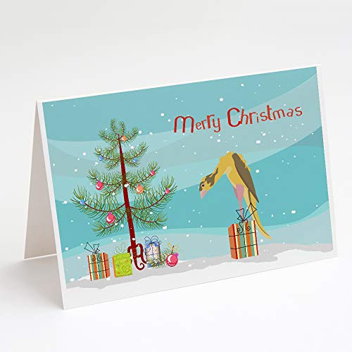 Caroline's Treasures CK4480GCA7P Jibso Canary Merry Christmas Greeting Cards and Envelopes Pack of 8 Blank Cards with Envelopes Whimsical A7 Size 5x7 Blank Note Cards - style: Birds - Jibso Canary