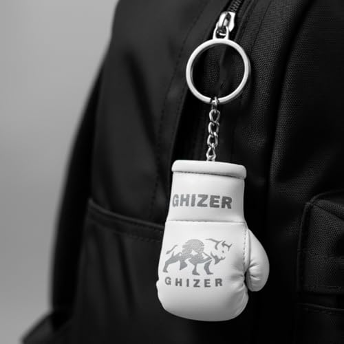Mini Boxing Gloves Keychain (1 pcs) Premium PU Leather, Sports Lover Gift, Bag Accessory, Car Hanging for Men & Women - color: White