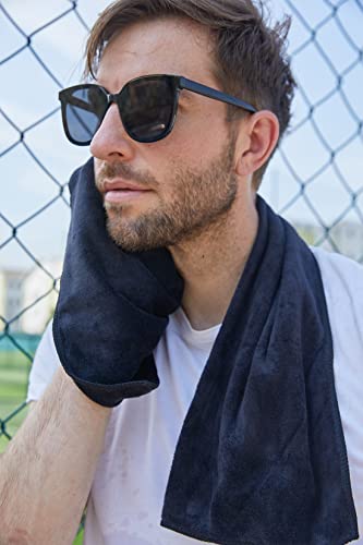 HOPESHINE Gyms Yoga Towels Soft Absorbent & Fast Drying 3-Pack - color: Black+grey+sky Blue