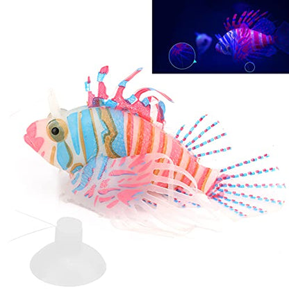 Artificial Glowing Fish, Fish Tank Floating Fake Tropical Angel Fish with Suction Cup, Silicone Colorful Fish Tank Simulation Fish Luminous Aquarium Floating Ornaments for Aquarium Tank(Pink Blue)