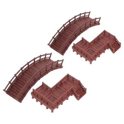 SEWACC 4pcs Aquarium Decoration Ornaments Miniature Fairy Garden Micro Landscape Set 2 Z-Shaped Staircase Platforms and 2 Arch Bridges for Fish Tank and Terrarium DIY Craft
