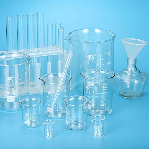 PATIKIL 3Pcs 10ml Low Form Glass Beaker, 3.3 Borosilicate Glass Graduated Printed Scale Measuring Cups with Spout for Kitchen Lab Liquids - size: 10ml