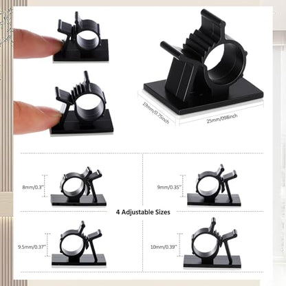 Eboot 50 Pieces Adhesive Cable Wire Clips Strong Cord Clips Wire Holders Cable Cord Straps Management Clamps Tie Holder for The Wall, Under Desk, Car, Office and Home