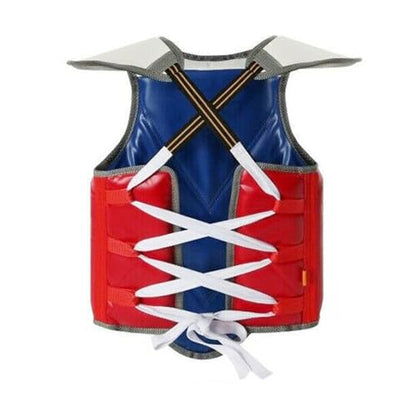 Body Protector Reversible, Kickboxing MMA Muay Thai Chest Guard, Sparring Training, Martial Arts Upper Belly Pad - size: 2, style: BL/RD