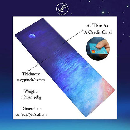June & Juniper Travel Yoga Mat Foldable Lightweight - Thin Light Non-Slip Travel Yoga Mat Eco - color: ocean breeze