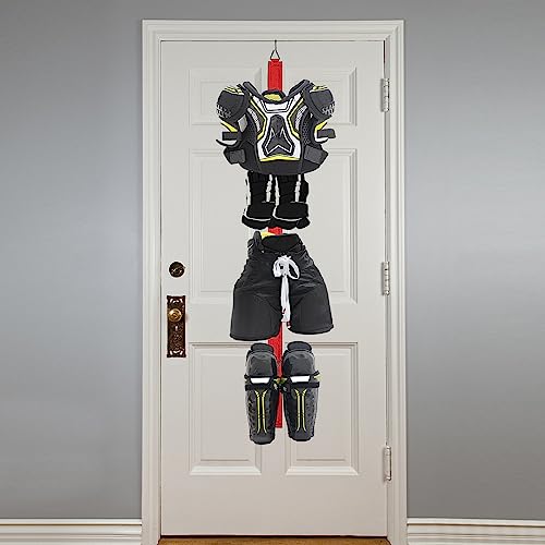Hockey Hanger Portable Hanging Dryig Rack Hockey Gifts for Home and Outdoor Using in Ice Hockey Skating Football Camping Fishing 5 Hooks (Red) - color: Red