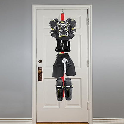 Hockey Hanger Portable Hanging Dryig Rack Hockey Gifts for Home and Outdoor Using in Ice Hockey Skating Football Camping Fishing 5 Hooks (Red) - color: Red