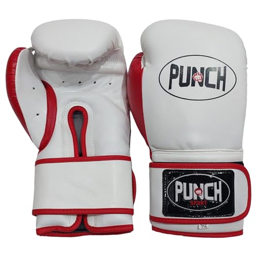 Punch Sports Boxing Gloves Synthetic Leather Anti Shock Injection Mold Training Gloves Attached Thumb Ventilated Punching Gloves for Men Women - color: White, size: 12oz