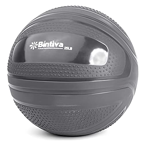 bintiva Non Bounce Slam Ball - Exercise Weighted Deadball for Workout and Fitness Routines - Medicine Dead Weight Ball - color: Black SET - 10 15 20 25 LBs