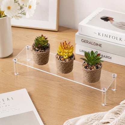 Acrylic Riser, Display Stand Clear Shelf 12 x3.15x2 inches Small Display Shelf 1 Tier Rectangular Organizer for Cosmetic Products Tabletop Use and More