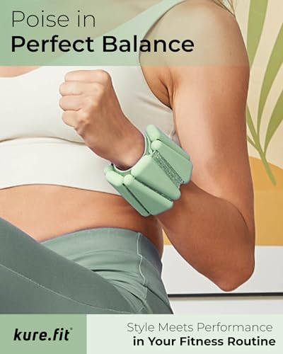 Pilates Wrist & Ankle Weights | Adjustable Weighted Bangles | 1LB/2LB Each - color: Sage, size: 1 LB