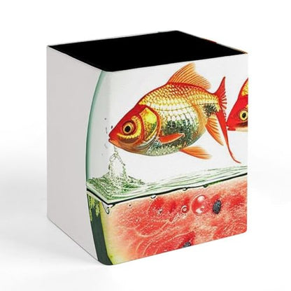 Pen Holder Round Pencil Holder Waterproof Pens Holders Cup Fish Tank And Watermelon Pen Holder for Desk Makeup Brush Holder Pencil Cup Holder for Office Pencils Organizer