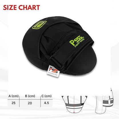 PSS Boxing Focus Pads - Hook & Jab Punch Mitts for MMA, Kickboxing, Karate, Muay Thai, and Taekwondo Training - Hand Target Strike Shield Punching Gloves Pad - color: Black/Grey